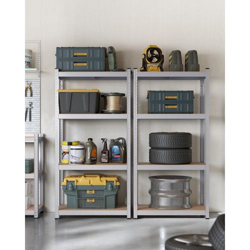 Étagère Charge Lourde, Lot De 2, 5 Étagères Réglables à Emboîtement, 40 x 80 x 160 cm, Argent