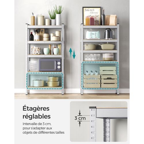 5-tier Heavy-duty Shelving Units, Set Of 2 Steel Shelving Unit, Silver