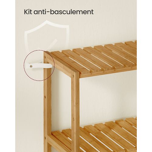 Étagère De Rangement, Meuble à Chaussures à 6 Niveaux, 26 X 60 X 160,9 Cm, Beige Naturel