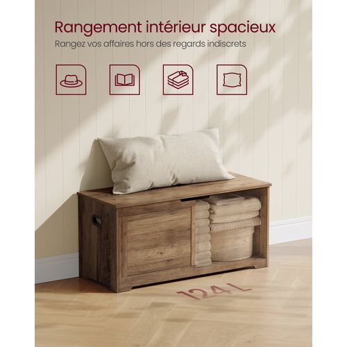 Coffre De Rangement, Banc De Stockage, 2 Charnières De Sécurité, , 40 X 100 X 46 Cm, Blanc Nuage