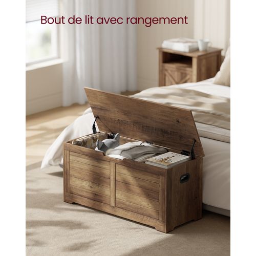 Coffre De Rangement, Banc De Stockage, 2 Charnières De Sécurité, , 40 X 100 X 46 Cm, Blanc Nuage