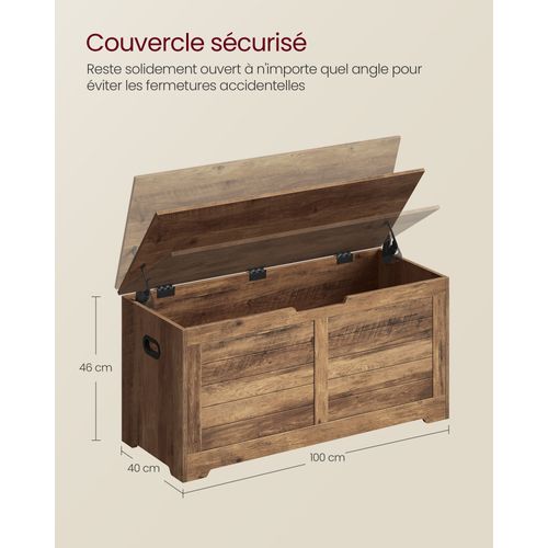 Coffre De Rangement, Banc De Stockage, 2 Charnières De Sécurité, , 40 X 100 X 46 Cm, Blanc Nuage