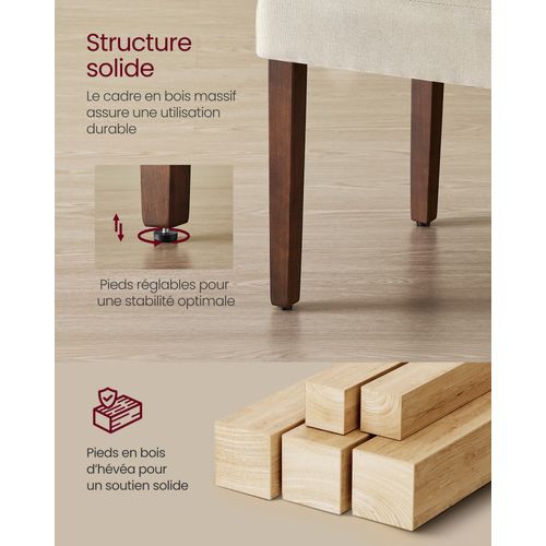 Lot De 2 Chaises De Salle à Manger, Assise Épaisse, 58 X 48 X 100 Cm, Blanc Crème