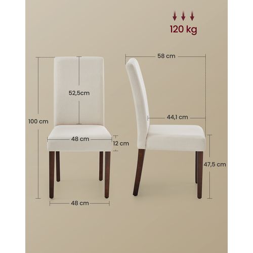 Lot De 2 Chaises De Salle à Manger, Assise Épaisse, 58 X 48 X 100 Cm, Blanc Crème