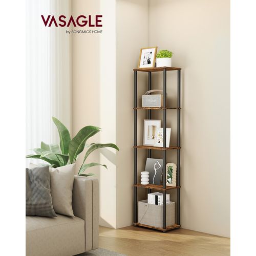 Assemblage Ultra-rapide Sans Outils, Étagère à 5 Niveaux, 38 X 23,8 X 139 Cm, Marron Et Noir