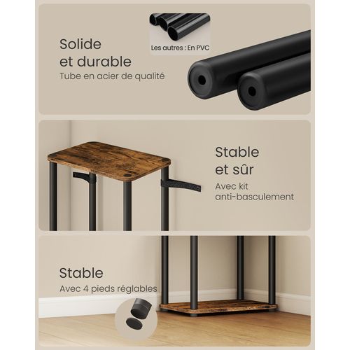 Assemblage Ultra-rapide Sans Outils, Étagère à 5 Niveaux, 38 X 23,8 X 139 Cm, Marron Et Noir