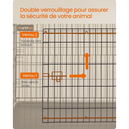 Cage Pour Chien Pliable, 120 X 72,5 X 109 Cm, XXL, Avec Double Porte, Nettoyage Facile, Noir D'encre