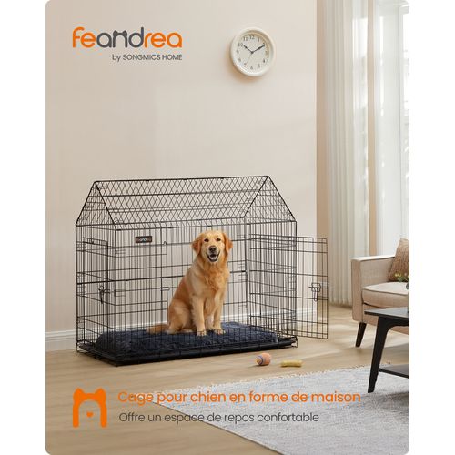 Cage Pour Chien Pliable, 120 X 72,5 X 109 Cm, XXL, Avec Double Porte, Nettoyage Facile, Noir D'encre