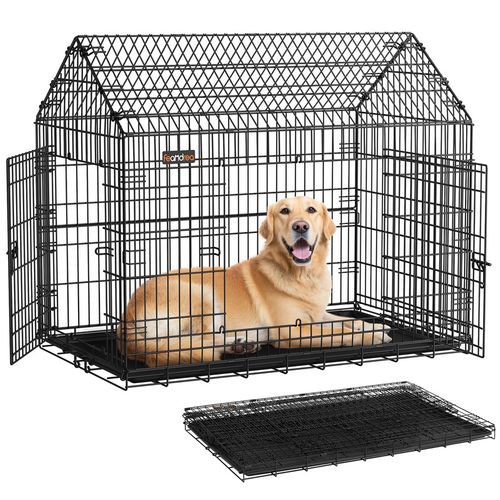 Cage Pour Chien Pliable, 120 X 72,5 X 109 Cm, XXL, Avec Double Porte, Nettoyage Facile, Noir D'encre