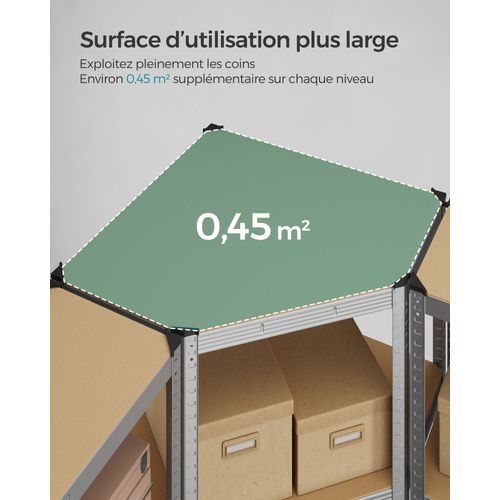 Ensemble D’étagères D’angle à 4 Niveaux, Argent Et Beige Naturel