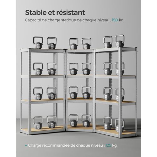 Ensemble D’étagères D’angle à 4 Niveaux, Argent Et Beige Naturel