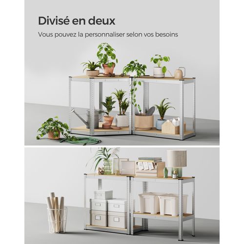 Ensemble D’étagères D’angle à 4 Niveaux, Argent Et Beige Naturel