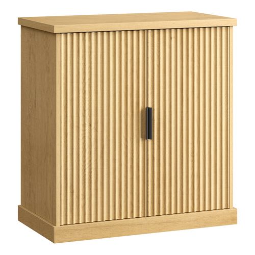 Buffet, Console, Meuble De Rangement Avec Étagères Réglables, Portes Cannelées， Beige