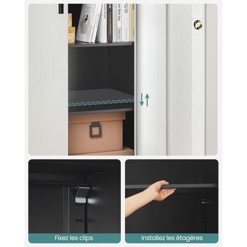 Armoire De Classement Multi-usages, Armoire De Rangement En Acier, 5 Niveaux, Argenté/noir