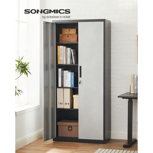 Armoire De Classement Multi-usages, Armoire De Rangement En Acier, 5 Niveaux, Argenté/noir