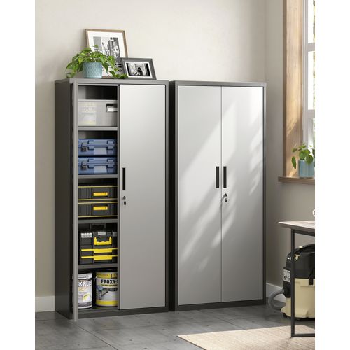Armoire De Classement Multi-usages, Armoire De Rangement En Acier, 5 Niveaux, Argenté/noir