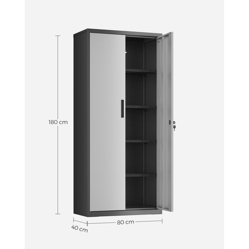 Armoire De Classement Multi-usages, Armoire De Rangement En Acier, 5 Niveaux, Argenté/noir