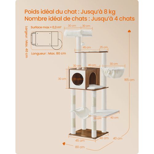Grand Arbre à Chat, Tour De Jeux Pour Chats, Multi-niveaux, Avec Grotte, Plateforme De Repos