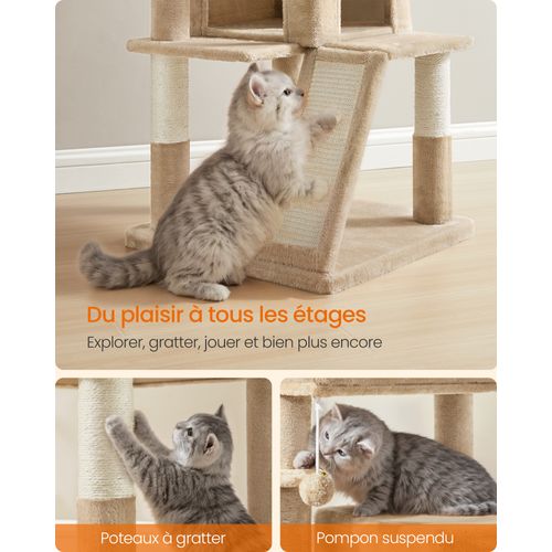 Arbre à Chat, Tour De Jeux, Grand Plate-forme, Marron Camel