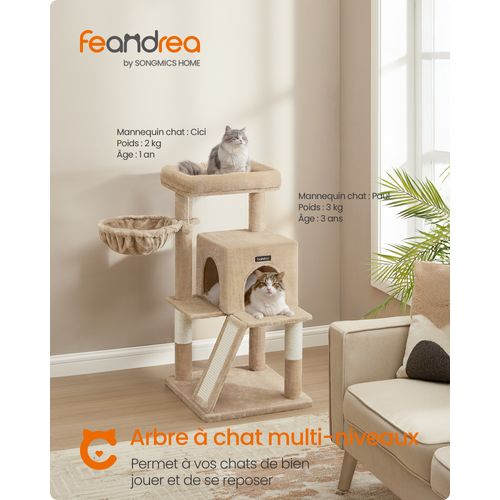 Arbre à Chat, Tour De Jeux, Grand Plate-forme, Marron Camel