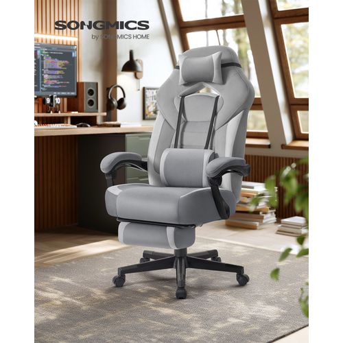 Chaise De Jeu, Ergonomique,  Capacité De Charge De 150 Kg, Gris Ardoise Et Gris Tourterelle