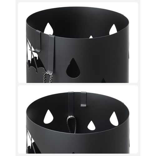 Support à Parapluie, Rond, En Métal, Avec 4 Crochets, Bac De Récupération D'eau Amovible