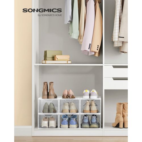 Boîtes à Chaussures, Lot De 6, Avec Porte, Rangement De Chaussure En Plastique, Empilable