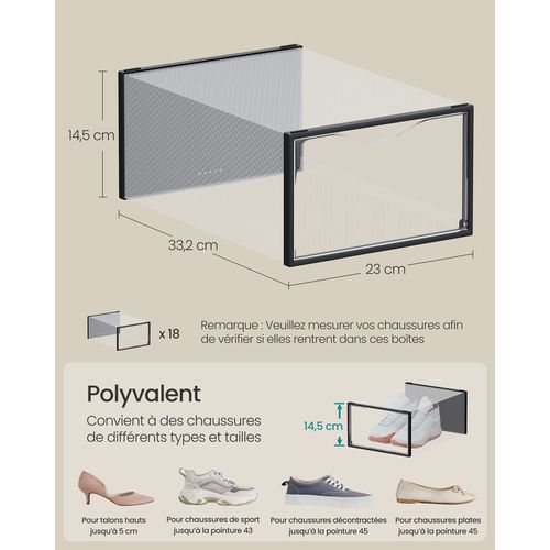 Boîtes à Chaussures, Organisateurs En Plastique, Avec Porte, Lot De 18, Empilables