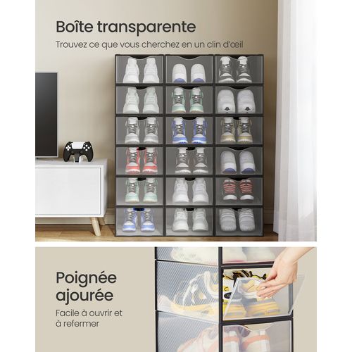 Boîtes à Chaussures, Organisateurs En Plastique, Avec Porte, Lot De 18, Empilables