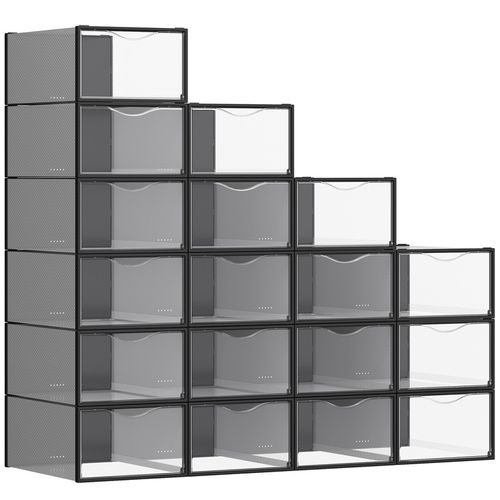 Boîtes à Chaussures, Organisateurs En Plastique, Avec Porte, Lot De 18, Empilables