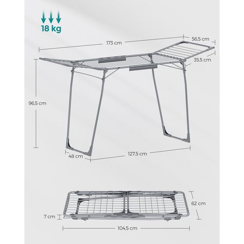 Étendoir à Linge, 62 X 173 X 96,5 Cm, Séchoir à Linge, Étendage Buanderie, Gain De Place