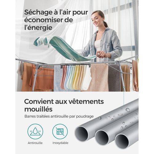 Étendoir à Linge, 62 X 173 X 96,5 Cm, Séchoir à Linge, Étendage Buanderie, Gain De Place