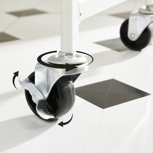 Chariot Mobile à 3 Niveaux, Étagère De Rangement En Métal, Avec Poignées, 2 Freins