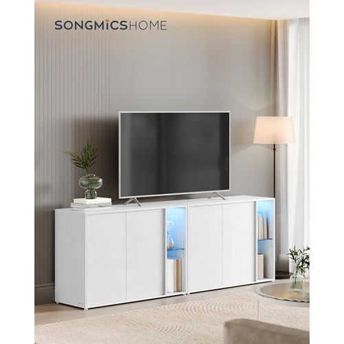 Meuble TV, Meuble De Rangement, Buffet Avec Éclairage Et Étagère En Verre