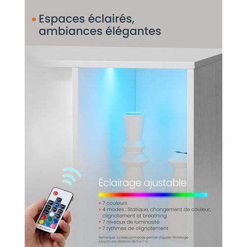 Meuble TV, Meuble De Rangement, Buffet Avec Éclairage Et Étagère En Verre