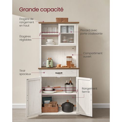 Meuble De Rangement Avec Lumières Et Chargeur, Placard De Cuisine, Avec Portes Et Tiroirs
