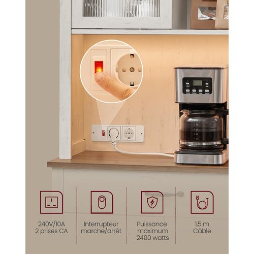 Meuble De Rangement Avec Lumières Et Chargeur, Placard De Cuisine, Avec Portes Et Tiroirs