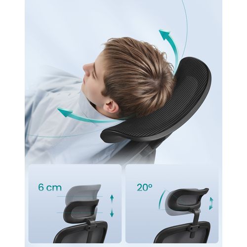 Fauteuil De Bureau, Accoudoirs Rabattables, Soutien Lombaire Et Appui-tête Réglables, Noir