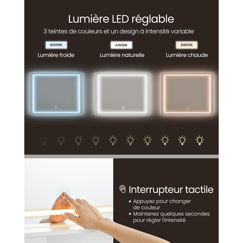 Coiffeuse Avec Tabouret, Avec Miroir Et Lumière, Prise De Courant, Largeur De 110 Cm, Blanc Et Rose