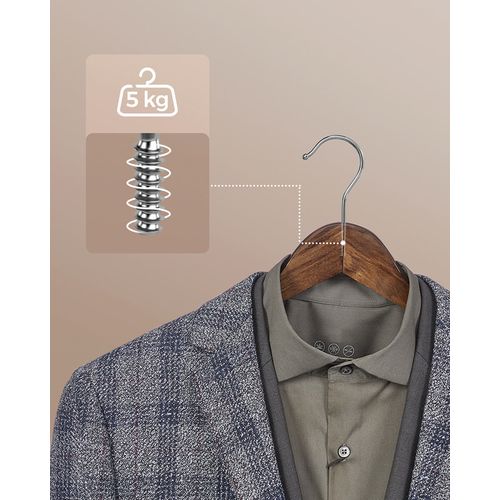 Cintre Bois, Lot De 20, Barre Antiglisse Pour Pantalons, Crochet Pivotant 360°