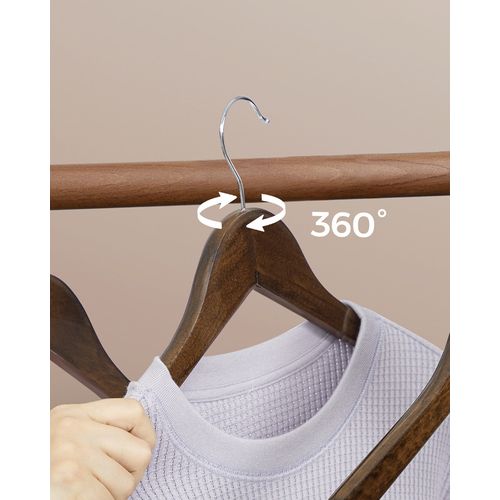 Cintre Bois, Lot De 20, Barre Antiglisse Pour Pantalons, Crochet Pivotant 360°