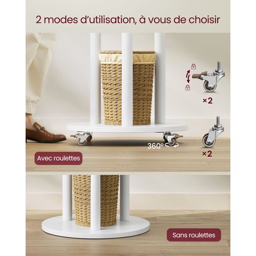 Portemanteau, Avec 11 Crochets Et 3 Étagères, 4 Roulettes Pivotantes à 360°,  Blanc Nuag