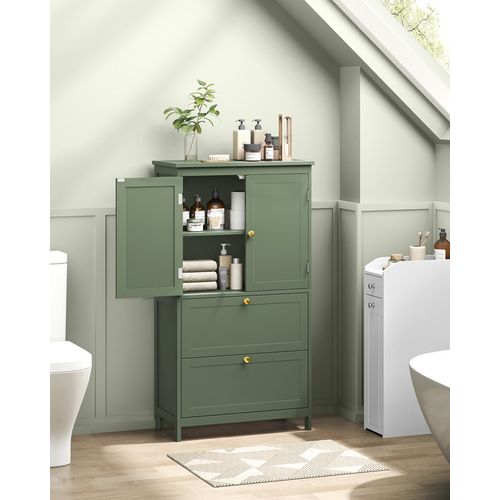 Armoire De Salle De Bain, Meuble De Rangement, Placard De Cuisine Avec 2 Portes Et 2 Tiroirs