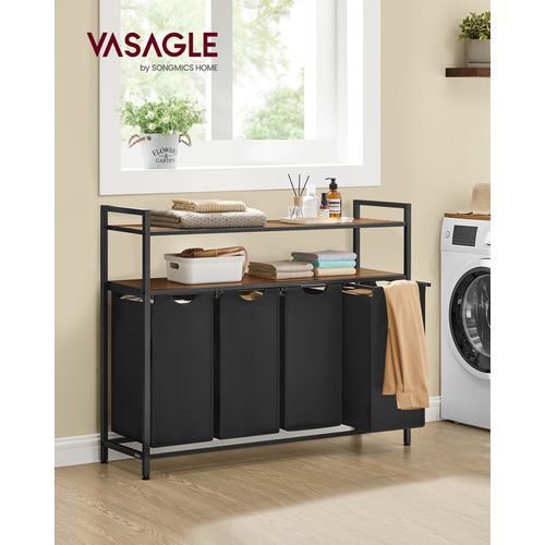 Panier à Linge, Corbeille à Linge Sale, Rangement 4 Compartiments, 4 Sacs Amovibles En Tissu Oxford