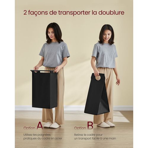 Panier à Linge, Corbeille à Linge Sale, Rangement 4 Compartiments, 4 Sacs Amovibles En Tissu Oxford