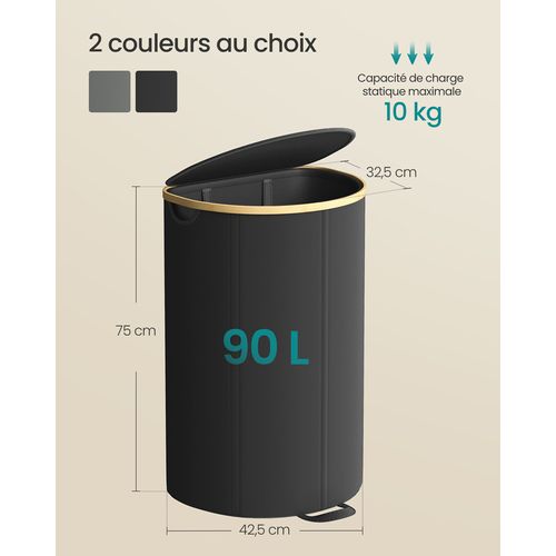 Panier à Linge, Corbeille à Linge Sale, 90 Litres, Avec Couvercle, Sac Amovible