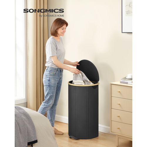 Panier à Linge, Corbeille à Linge Sale, 90 Litres, Avec Couvercle, Sac Amovible