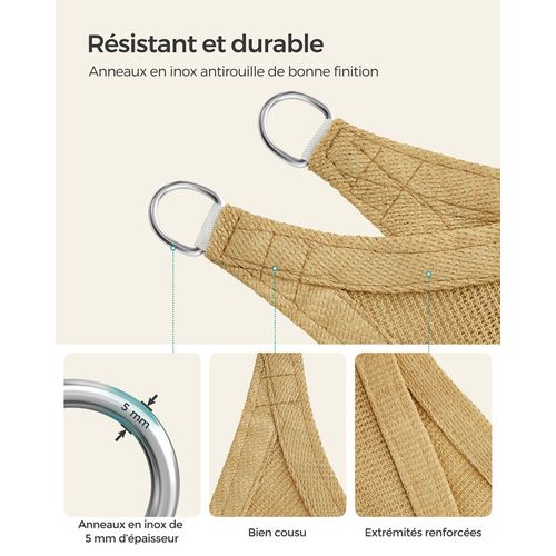 Voile D’ombrage 3 X 3 M, Protection Solaire En Tissu Hdpe, Respirant, Perméable à L’eau
