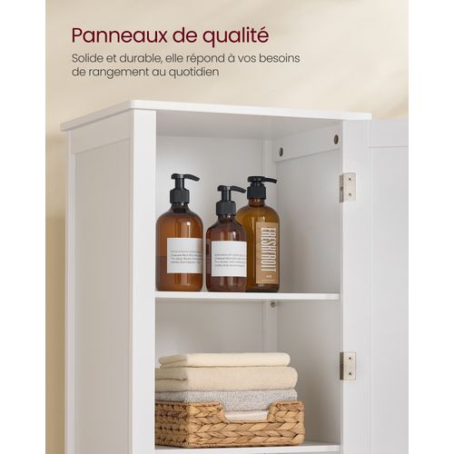 Armoire De Salle De Bain Haut, Avec Miroir,avec Étagères Réglables, 30 X 40 X 160 Cm, Blanc