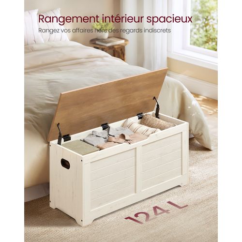 Coffre De Rangement, Banc à Chaussures, Avec 2 Charnières De Sécurité, Imitation Grange